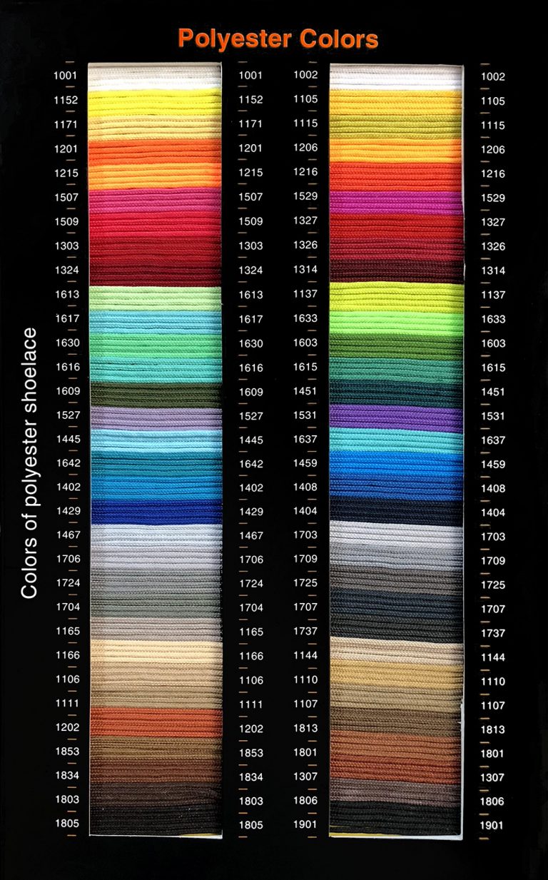 SHOELACES THICKNESS AND COLOUR CATALOGUE Trencilo