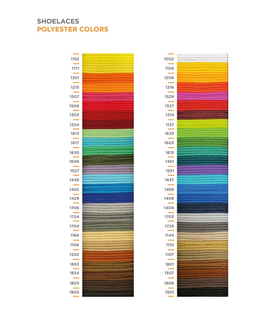 SHOELACES THICKNESS AND COLOUR CATALOGUE Trencilo