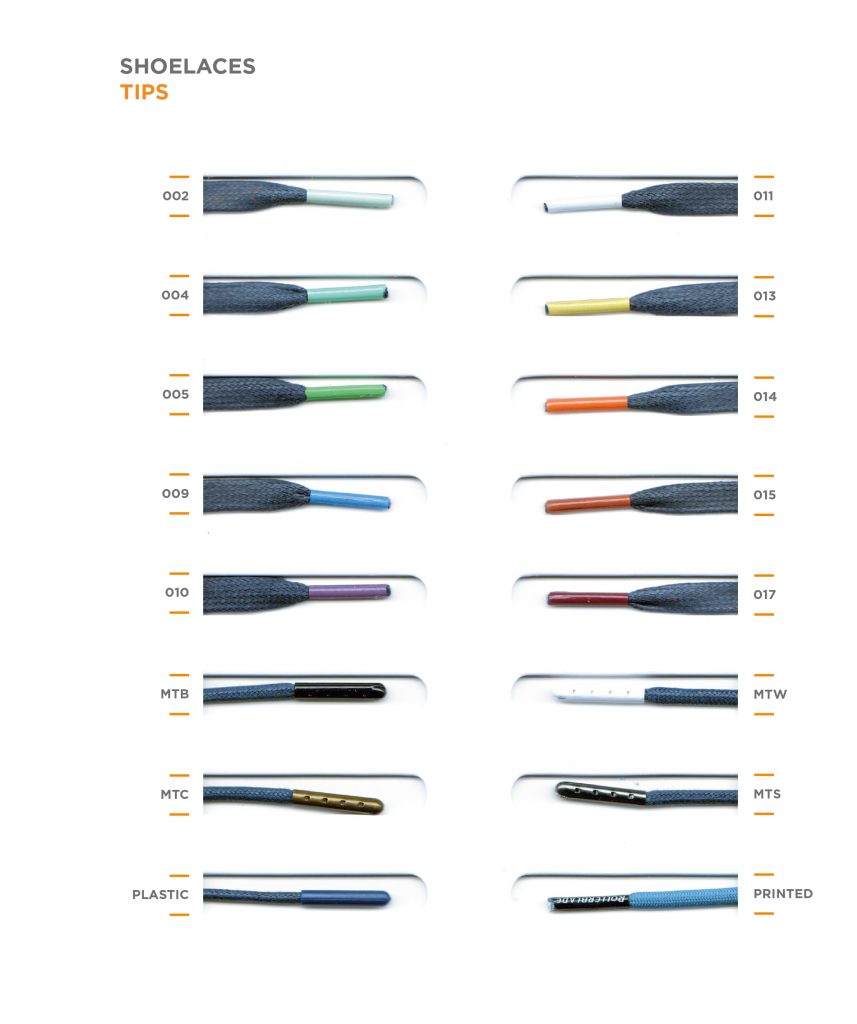 SHOELACES THICKNESS AND COLOUR CATALOGUE Trencilo